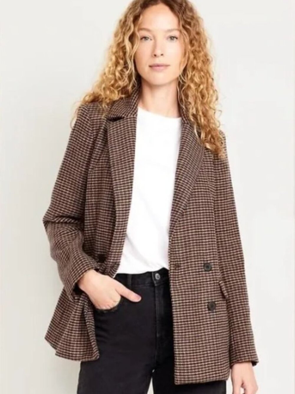 NWOT Old Navy Brown Plaid Blazer XL/1X Tall Ladies